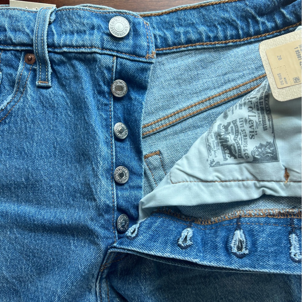 Levi's 501 Women's Distressed Blue Jean Shorts - Picture 2 of 4